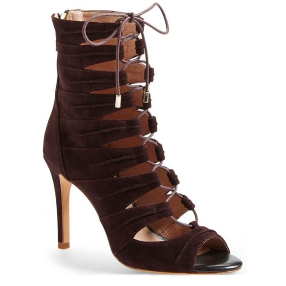 Women's Joie Anja Open Toe Suede Lace Up Gladiator Sandal EU Size 38 Brown - Picture 15 of 16